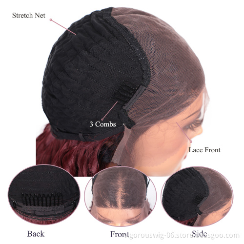 Vigorous Lace Front Wigs Long Wavy Synthetic Wigs for Black Women Ombre Curly Red Wigs with Natural Hairline